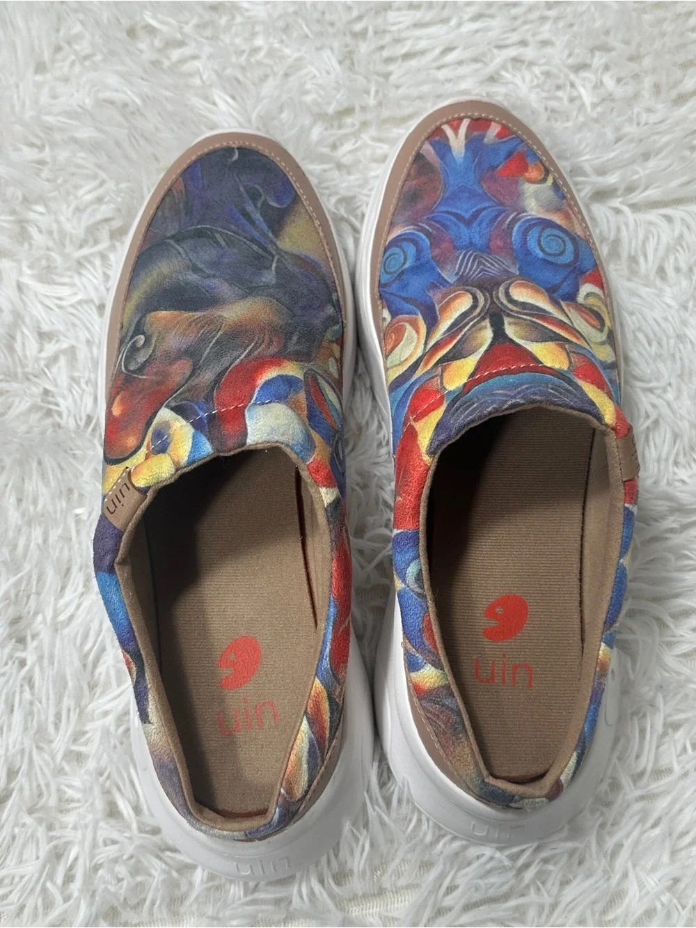 UIN Dye-Misty Art Print Slip On Colorful Canvas Casual Comfort Shoes Womens Sz 8 - Picture 4 of 15